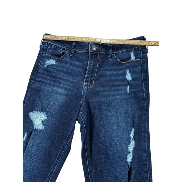 Hollister Womens Distressed Straight Leg Jeans Size 9 W29 Blue Denim - Picture 13 of 14